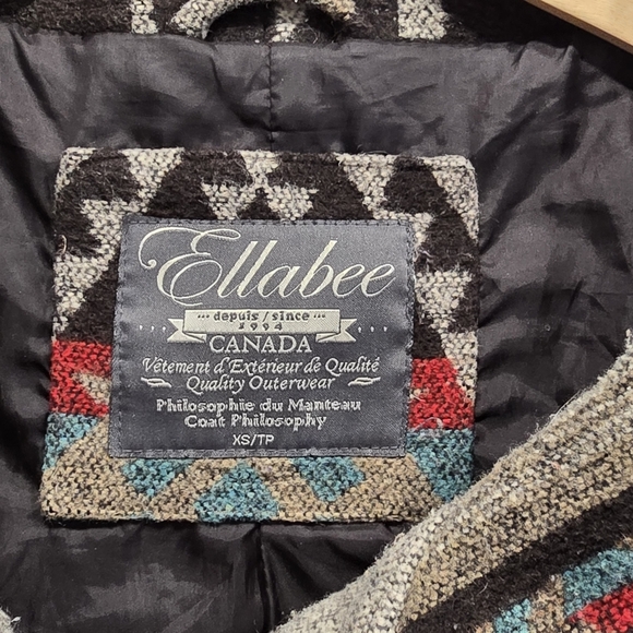 Ellabee Southwestern Aztec Pattern Hooded Coat Size XS - Picture 7 of 15